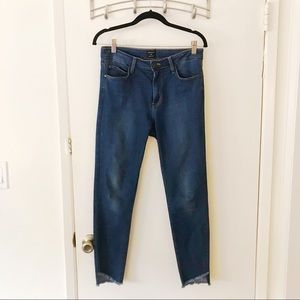 High Waisted Just Black Jeans with Distressed Hem